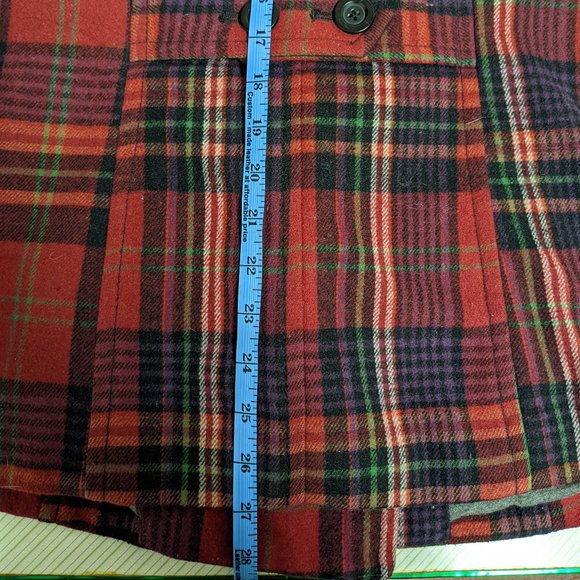 Old Navy Peacoat Jacket Double Breasted Plaid Red Buffalo Check Wool - Picture 3 of 10